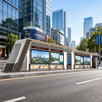 Abri de bus intelligent rétro en alliage d'aluminium avec verre de sécurité trempé, plateforme extérieure en acier inoxydable, maison préfabriquée solaire