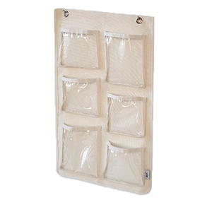 กระเป๋าเก็บของติดผนังแบบผ้าใบ 6 ช่องใส สำหรับจัดระเบียบในห้องน้ำ ใส่เครื่องสำอางและอุปกรณ์เสริม สีขาว รุ่นหนาพิเศษ - Product Image 3