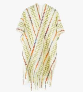 Châle de style ethnique, châle fendu, style long automne-hiver, écharpe épaisse à franges - Product Image 2