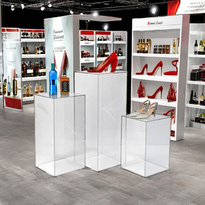 Présentoir de salle d'exposition personnalisé multicolore, accessoires de décoration de chaussures, sacs en acrylique, présentoir à colonnes carrées - Product Image 1