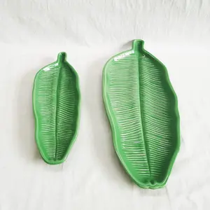 Creative Leaf Shape Glazed Ceramic Dishes Soap Daily Jewelry Trinket Dish for Home Store