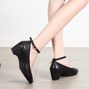 <span class=keywords><strong>Chaussures</strong></span> <span class=keywords><strong>de</strong></span> bureau en cuir noir pour femmes avec talons épais, bout carré, confortables, respirantes et souples pour les trajets quotidiens en été, hiver, automne - Product Image 2
