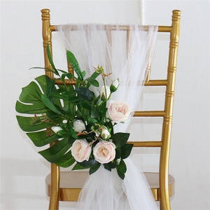 ET193 Accessoires de Mariage Chaise Déco Décor <span class=keywords><strong>Fleurs</strong></span> de Rose Poussière Chaise de Mariage Artificielle Dos Fleur Pour Événements Chaise de Mariage - Product Image 5