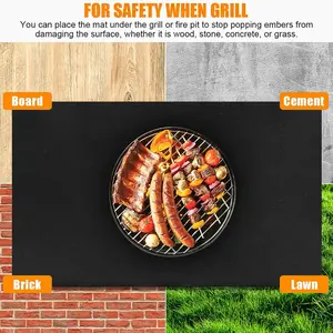 محمول متين بساط شواء وحامي سطح السفينة-مقاوم للماء-مثالي لحرائق الخشب في الهواء الطلق-ملحقات الفناء والفناء - Product Image 3