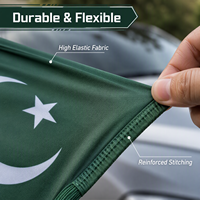 Housse de capot de voiture personnalisée avec drapeau du Pakistan, 100% polyester, pour les équipes sportives, les manifestations de cheerleading, les rencontres automobiles, l'affichage en extérieur