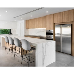 Armario de cocina de lujo con pintura italiana, paquete plano y moderno, color blanco laminado, suministro de fábrica - Product Image 4