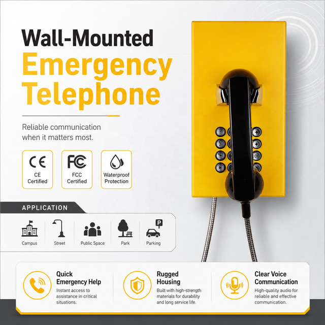 Outdoor Waterproof Wall Phone CE FCC Certified Roadside Emergency Telephone SOS Call Box