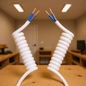 Cable Espiral Blanco de PU, 2 Núcleos, Conductor de Cobre, Cable de Alimentación Industrial de Bajo Voltaje, Cable en Espiral - Product Image 3