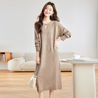 Pull long ample à col rond personnalisé pour femmes grandes tailles