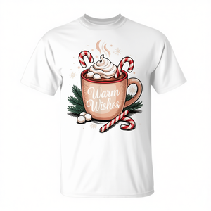 Camiseta de Navidad con diseño cálido y acogedor de chocolate caliente y deseos calurosos - Product Image 2