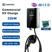 Pengisi Daya EV GANCRON OEM OCPP 2.0.1 ISO 15118 Bidirectional V2G AC 22kW Tipe 2 Terpasang di Dinding untuk Penggunaan Umum di Uni Eropa