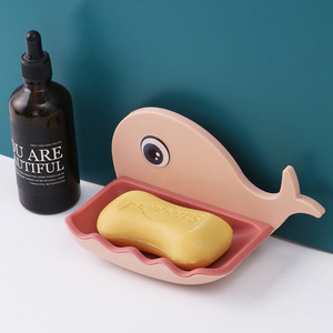 Cartoon whale soap dish, creative double-layer soap dish for bathroom use, hanging and storage, no <b>drilling</b> required. - Product Image 3