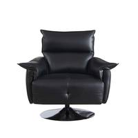 Fauteuil de salon pivotant moderne à dossier haut en cuir écologique, inclinable, ergonomique, avec base en métal pour salon
