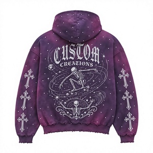 Sudadera con Capucha y Cremallera Estilo Gótico Personalizada para Hombre, Corte Regular, 100% Algodón Felpa, Transpirable, Informal de Invierno - Product Image 5