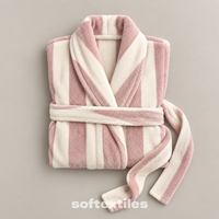 Peignoir en polaire corail pour femme, chaud et épais, rayé, personnalisable avec logo, confortable, vente en gros, directement de l'usine