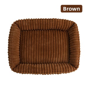 Gestreiftes Plüsch-Katzen- & Hundebett für den Winter, Warme Weiche Quadratische Haustiermatte, Komfortables Schlafbett, Abwischbar - Product Image 6