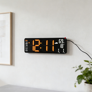 Reloj Despertador Digital LED de 12 Pulgadas, de Pared, con Calendario, Semana, Pronóstico del Tiempo, Puerto USB, para Hogar, Oficina, Escritorio/Mesa - Product Image 6