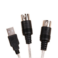 Kabel MIDI ke USB 1.8M USB-A ke 5-Pin DIN Male 2 in 1 in OUT Converter untuk Studio Musik Keyboard PC MAC Plug Play