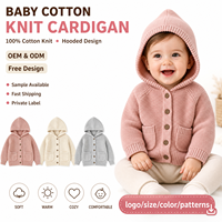 Cárdigan de Punto para Bebé, 100% Algodón, Diseño con Capucha, Suéter Abrigado y Cómodo para Niños, Chaquetas para Niños Pequeños