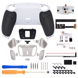 EXtremeRate - Kit de Botones Traseros de Metal Blanco y Plateado Reforzados con Goma RISE4 para Control de PS5, Kit de Modificación de Palancas - Product Image 2