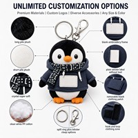 Porte-clés en peluche pingouin personnalisé OEM ODM avec patch code, jouet doux, cadeau promotionnel, cadeau de culture de marque, commande en gros, technologie IA