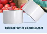 Stiker Label Termal Soonmark Direct Linerless Perekat Plastik Glossy Barcode 4 Inch Gulungan Kertas Tanpa Liner Printer Termal