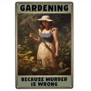 Plaque de jardinage en métal Because Murder is Wrong Wall Poster Plaque Vintage Iron Painting Decoration for Home Cafe Garden Club - Product Image 2
