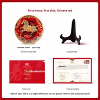 2026 Boîte Cadeau Décorative Ronde du Nouvel An Chinois, Thème Culturel et Créatif Année du Cheval, Ornement de la Plaque du Zodiaque, Souvenir