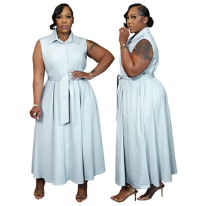 Vestidos africanos de talla grande para mujer, formales, elegantes, modestos, sin mangas, estilo indio, maxi vestidos con cinturón, vestidos de talla grande para mujer - Product Image 2