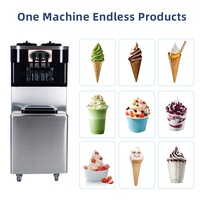 Machine à glaces molles commerciale silencieuse 18-25L/H, 3 saveurs, pour kiosque de centre commercial