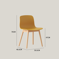 Chaise de salle à manger moderne en plastique avec pieds en bois pour restaurant, salle de conférence, formation et bureau