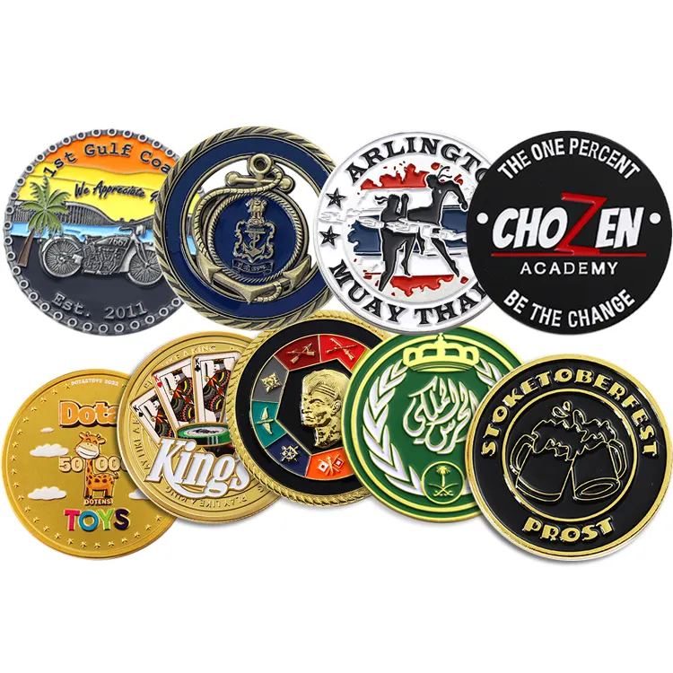 Custom Made 2D 3D Zinc Alloy Metal Enamel Gold Silver Metal Souvenir Coins Challenge Coin Custom With Packing Box Holder