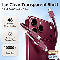 Câble USB-C vers C en nylon tressé transparent de qualité supérieure 240W 5A à charge rapide pour iPhone 15/16/17/18, tablettes Android et ordinateurs portables