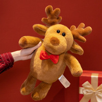 Peluche de renne de Noël douce et moelleuse en gros, adorable élan assis en peluche pour la décoration intérieure, cadeau d'hiver pour enfants