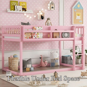 Cama <span class=keywords><strong>litera</strong></span> baja de madera, diseño moderno, ahorradora de espacio, para niños y adultos, fácil de montar, segura, con barandillas, para dormitorio - Product Image 6