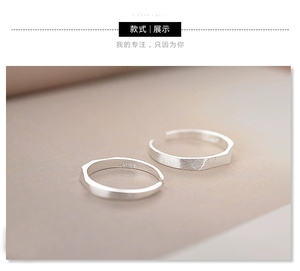 LT-603 S925 Sterling Silver Open Ring Géométrique Visage Conception Version Coréenne Hommes et Femmes Fine Jewelry Wholesale - Product Image 2