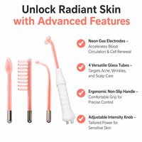 Appareil facial haute fréquence IFINE Beauty Darsonval, baguette portable de thérapie au néon, à l'argon et à l'ozone pour le rajeunissement de la peau