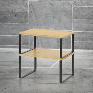 Lot de 2 petites étagères de rangement de cuisine extensibles en métal et bois de bambou, étagère à épices de type debout pour support de placard à usage domestique - Product Image 3