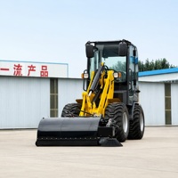 Mini-chargeuse sur pneus avec balayeuse hydraulique articulée, machine de nettoyage compacte