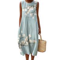 Robe longue hawaïenne Aloha sur mesure pour femme, sans manches, coupe droite, avec poches, à motif floral, décontractée, pour les vacances, ODM