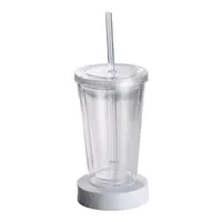 נייד חיצוני ספורט כפול קיר פלסטיק כוס מים לשימוש חוזר 16oz 24oz Drinkware Boba כוס עם מכסים וקשיות