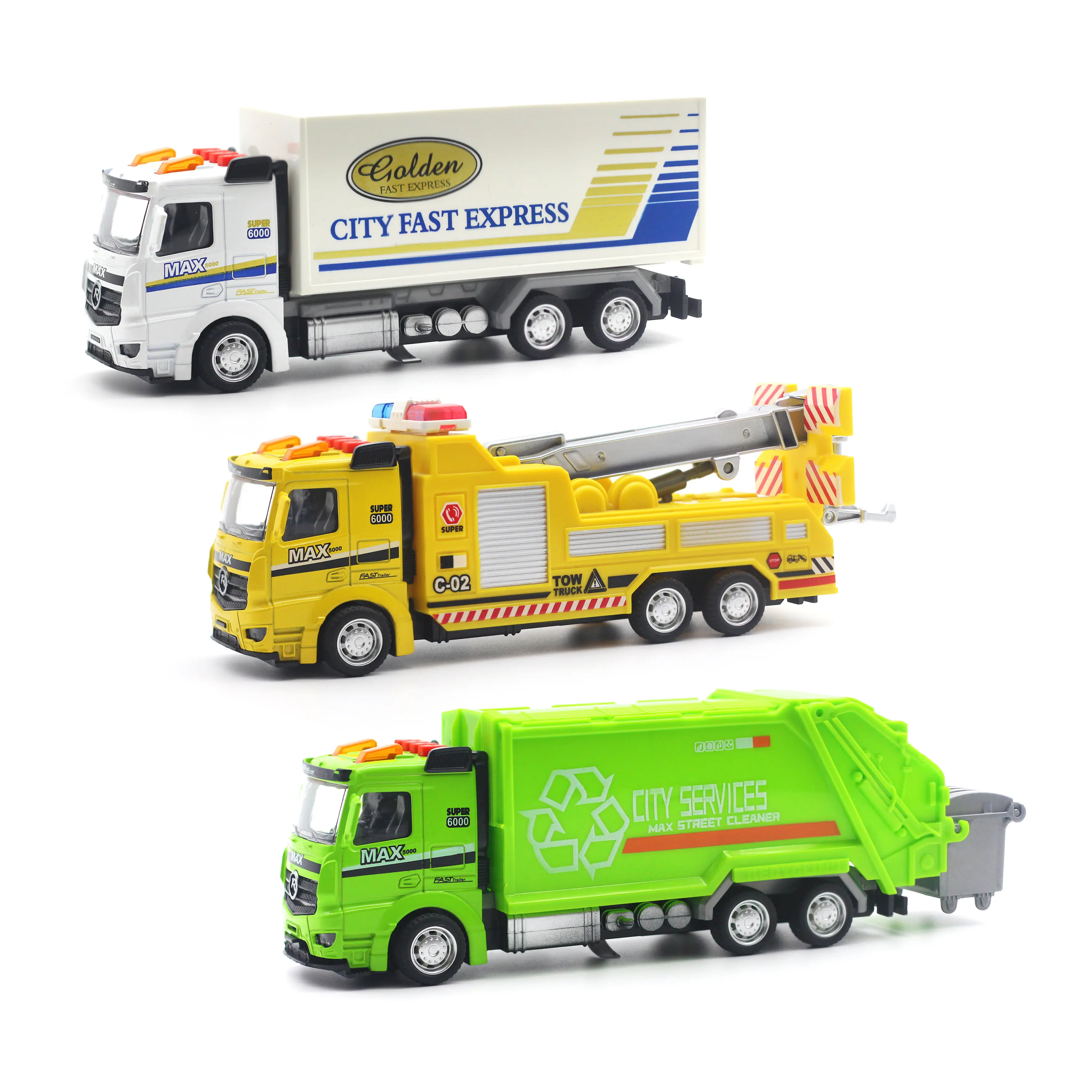 Sunq Wholesale 1:50 Simulation Alloy Educational Truck Pull Back Alloy Car Toy Diecast Truck For Kids With Lights Music