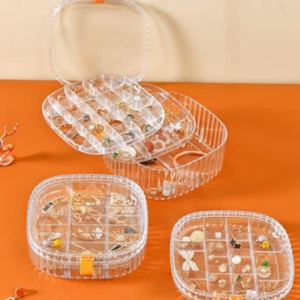 Wholesale Clear Transparent Custom Morden Stylish <b>Small</b> Plastic Jewelry <b>Storage</b> <b>Box</b> Compartments 15x15x2.8CM Silk-Screen Printed - Product Image 4