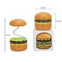 Lampe de nuit créative en forme de hamburger, taille-crayon LED en ABS, lampe de bureau pour chambre à coucher avec rangement