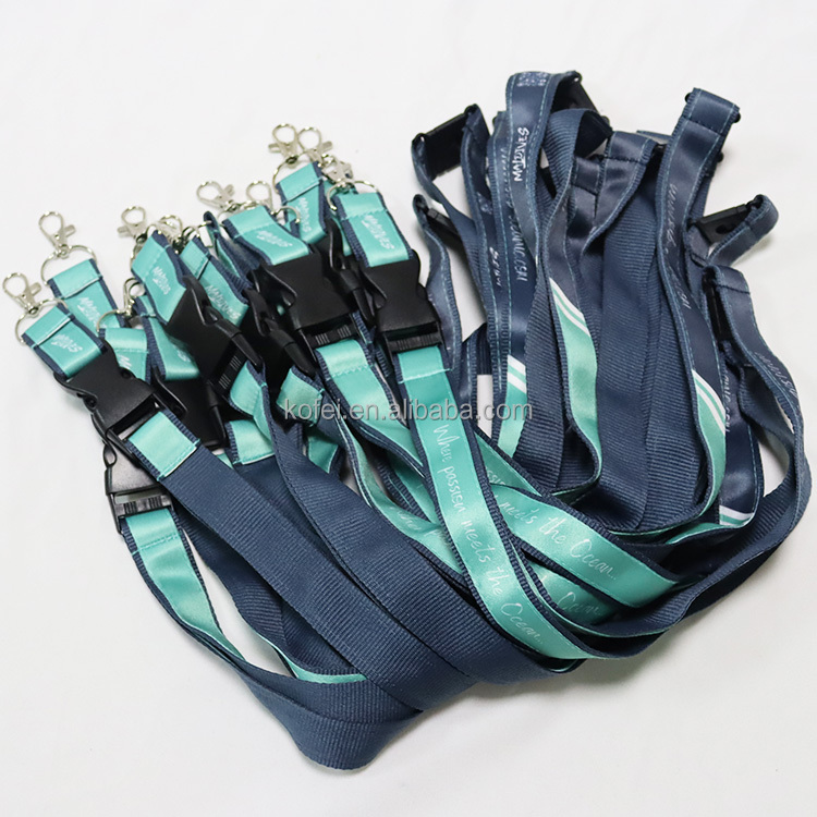 Custom Satin Woven Breakaway Sublimation Keychain Lanyards With Logo Custom Polyester Double Layer Satin Lanyard Image 5