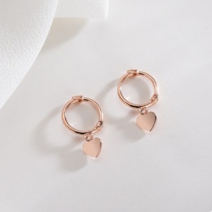 Korean Style S925 <strong>Sterling</strong> <strong>Silver</strong> Peach Heart <strong>Hoop</strong> <strong>Earrings</strong> for Women Cute Simple <strong>Small</strong> Fresh Versatile Elegant Accessories - Product Image 3