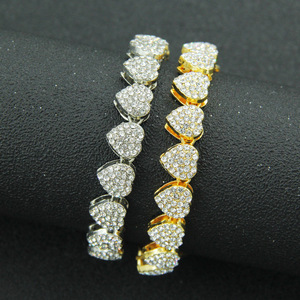 Collar con Forma de Corazón en Chapado de Oro y Plata, Estilo Hiphop, para Hombre y Mujer, con Pedrería, Joyería de Moda - Product Image 3