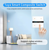 Interruptor Inteligente Anjielo de 4 Vías, ABS, PC, Compuesto, con Sensor de Movimiento por Radar, Compatible con Zigbee, Conexión Inalámbrica Fácil