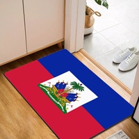Tapis de sol en caoutchouc polyester avec drapeau d'Haïti, 40x60cm, paillasson rectangulaire antidérapant pour l'entrée de la cuisine, décoration de la maison