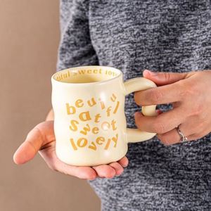 L Ins Creative Heavy Ceramic <strong>Custom</strong> <strong>Mug</strong> Handle Vivid Hand Painted Floral Fonts <strong>Printed</strong> Home Office Use Gift - Product Image 5